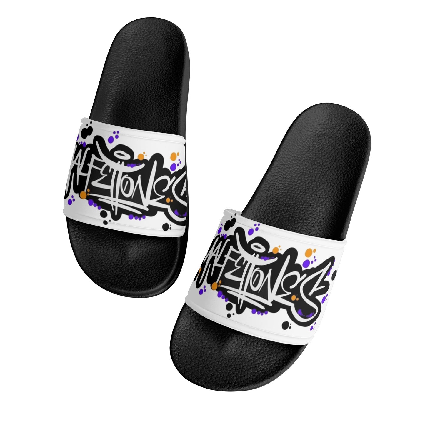 Mens PVC Black/White Slides