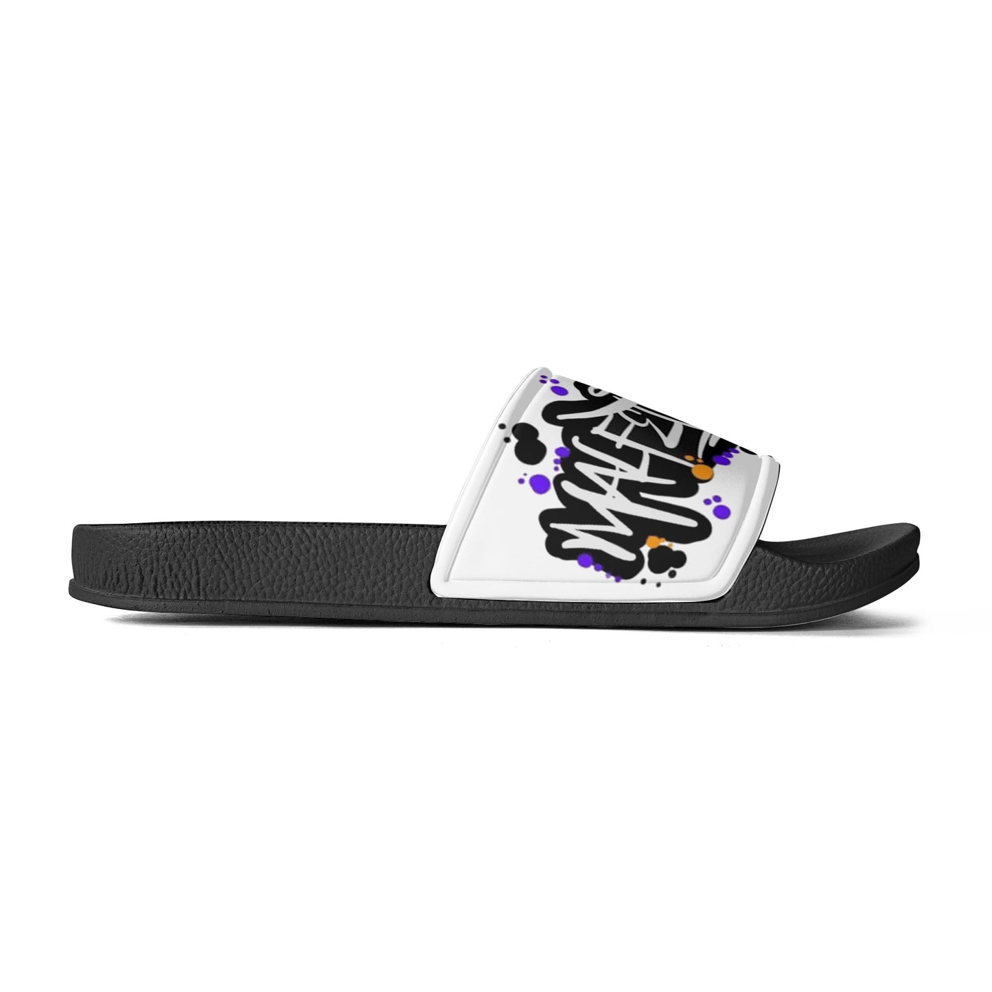 Mens PVC Black/White Slides