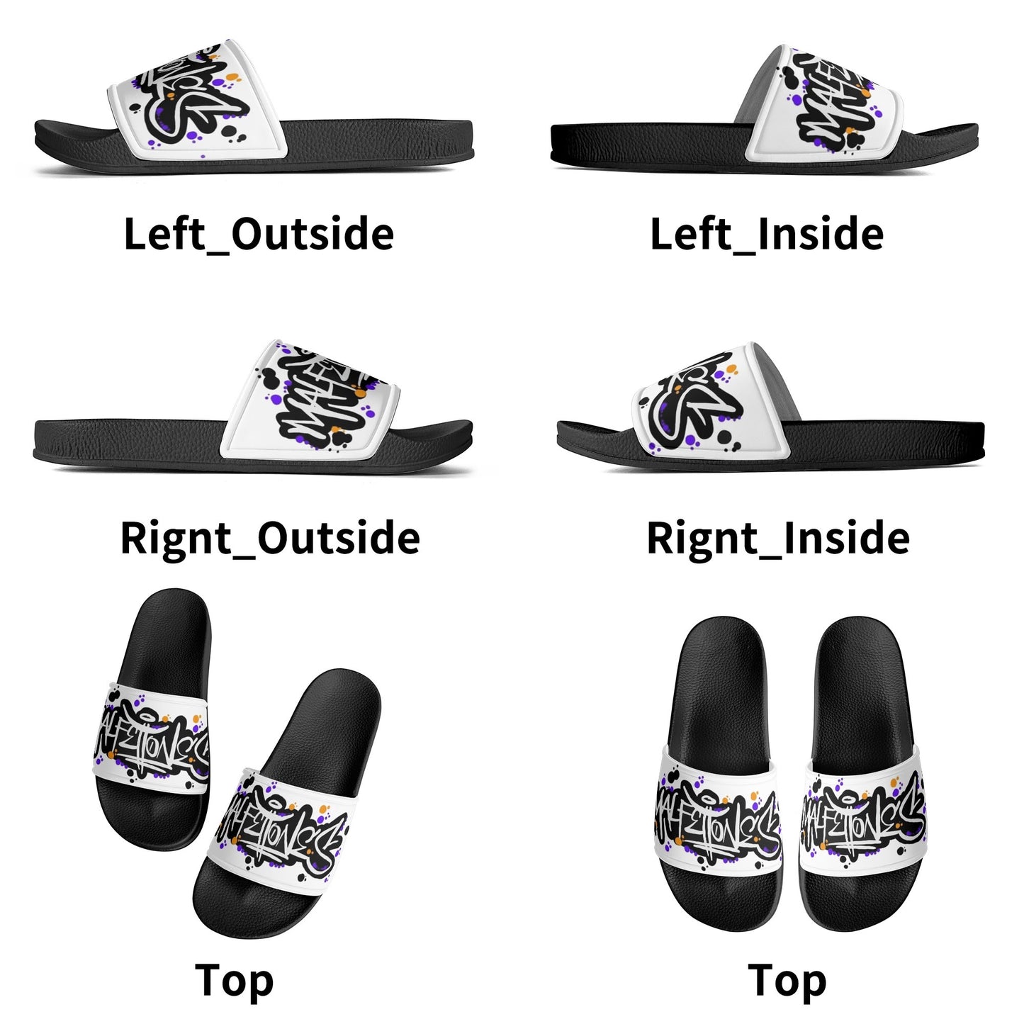 Mens PVC Black/White Slides