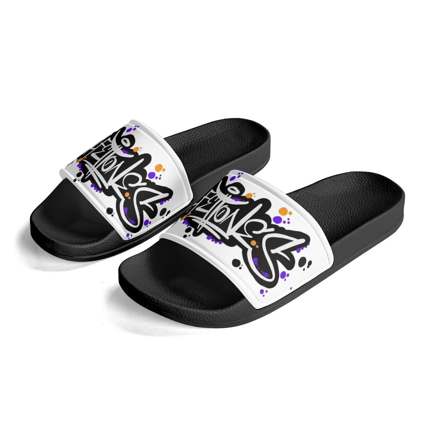 Mens PVC Black/White Slides