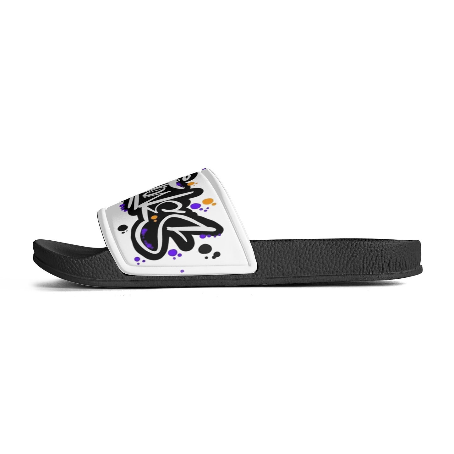 Mens PVC Black/White Slides